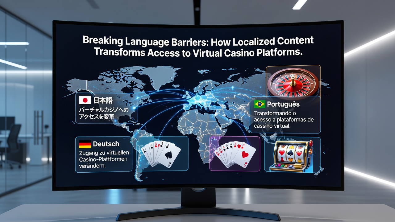 Diverse group of users accessing a virtual casino platform on mobile devices with localized interfaces displayed
