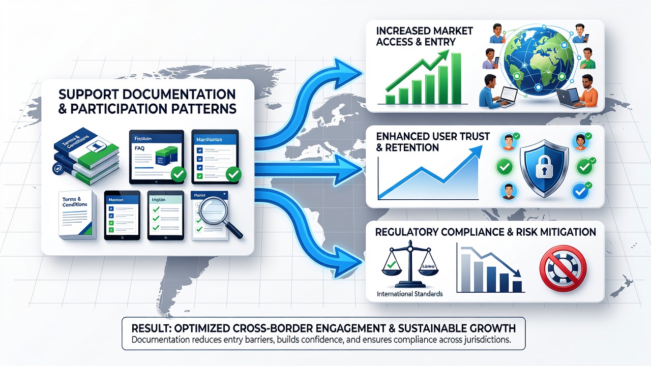 Charts and graphs depicting participation trends in digital gambling markets influenced by documentation quality