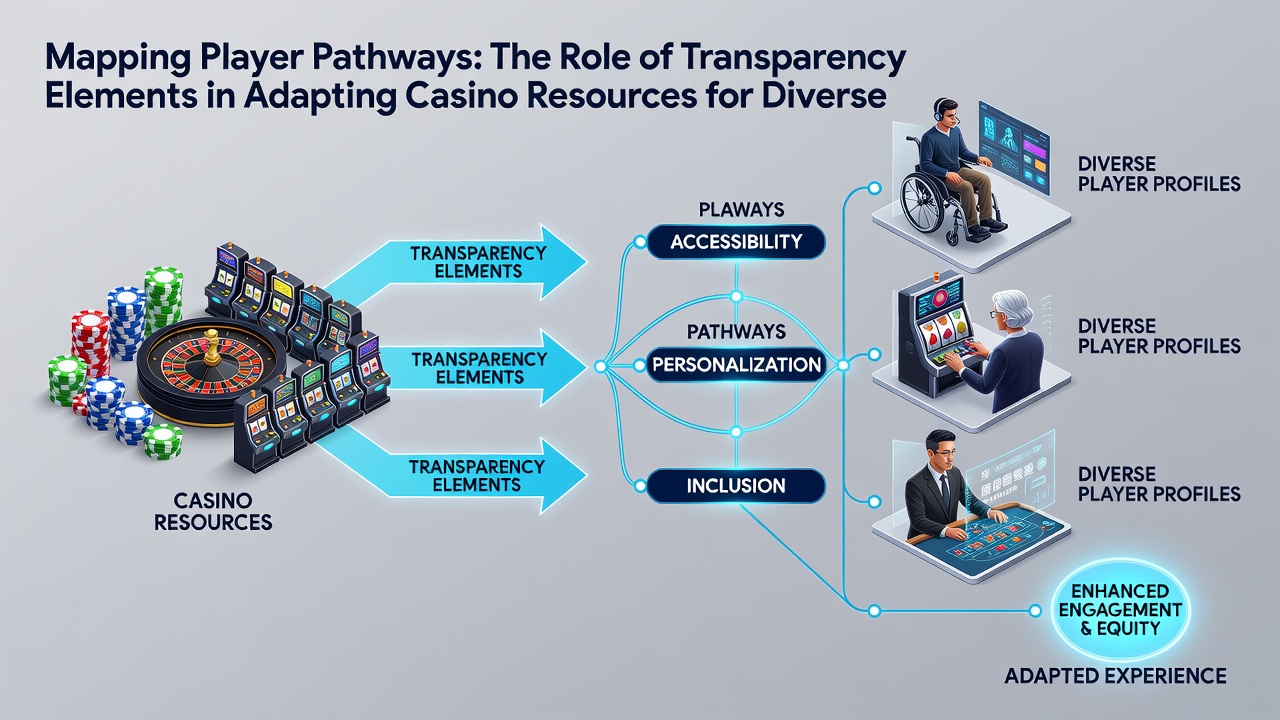 Infographic showing transparency checkpoints integrated into player pathway stages for multicultural and accessibility-focused casino adaptations