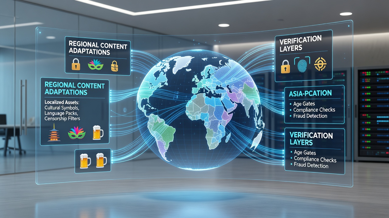 Verification process flowchart for cross-border gaming with regional compliance checkpoints